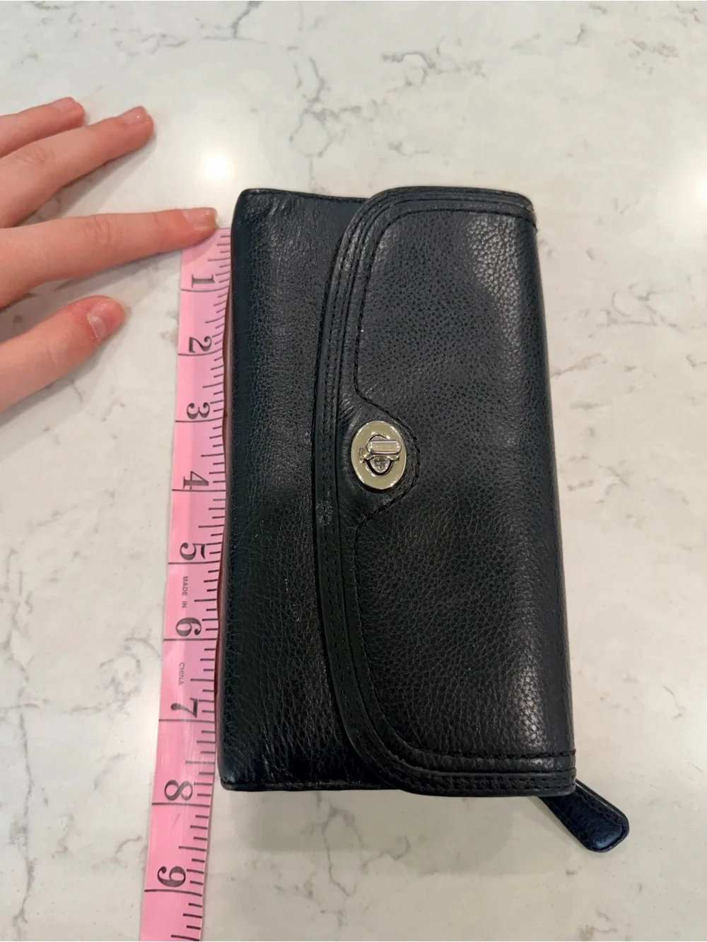 COACH Black Leather Trifold Park Leather Checkbook Wallet